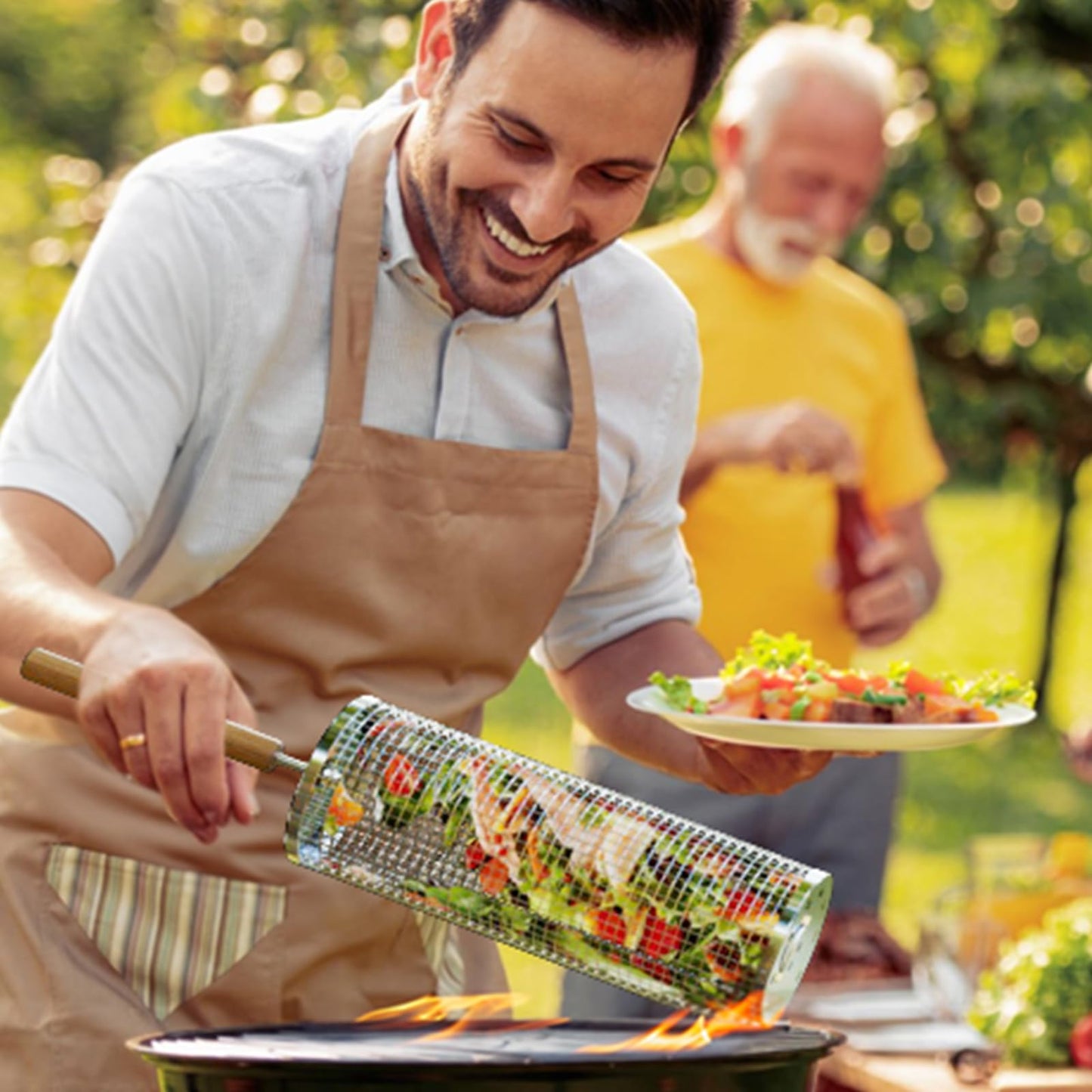 Rolling Grilling Basket with Handle - Libiyi