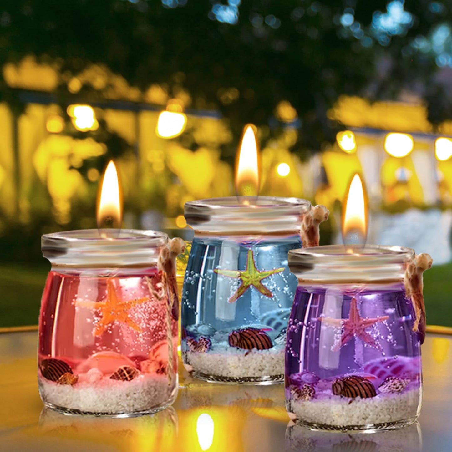 Ocean Theme Blue Purple Pink Gel Candle - Libiyi