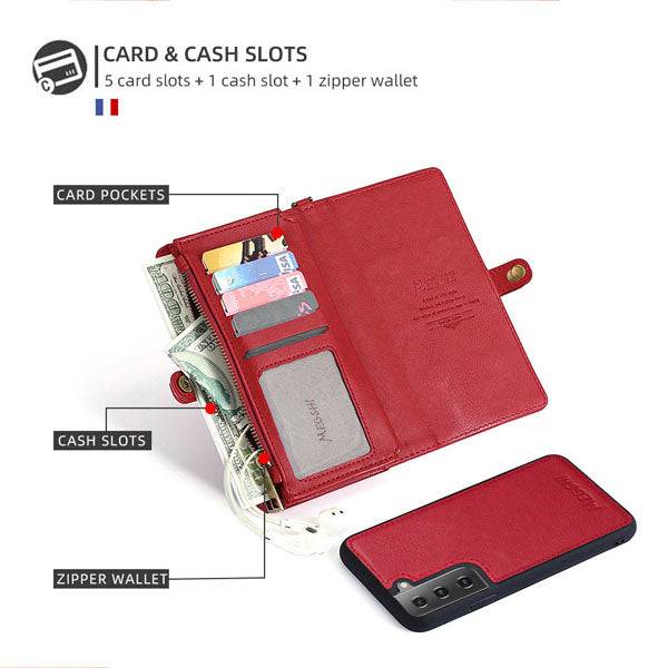 MEGSHI Magnetic 2-in-1 Detachable Leather Wallet Case For Samsung - Libiyi