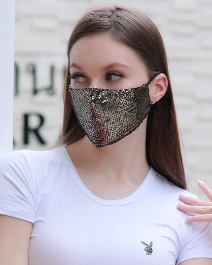 Fashion shiny Facewashable And Reusable Outdoor Sequined Cover Face-Mask - Libiyi