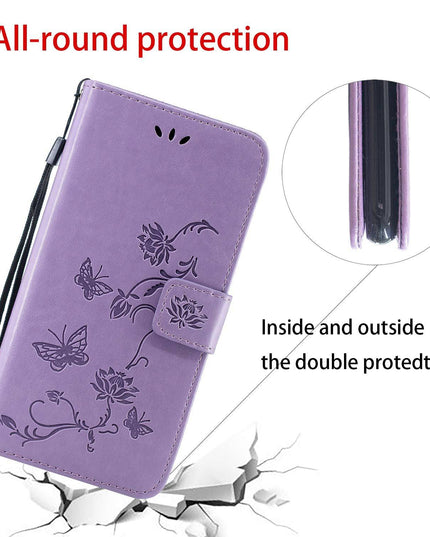 Imprint Butterfly Flower Leather Mobile Phone Case for iPhone - Libiyi
