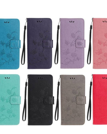 Imprint Butterfly Flower Leather Mobile Phone Case for iPhone XR - Libiyi