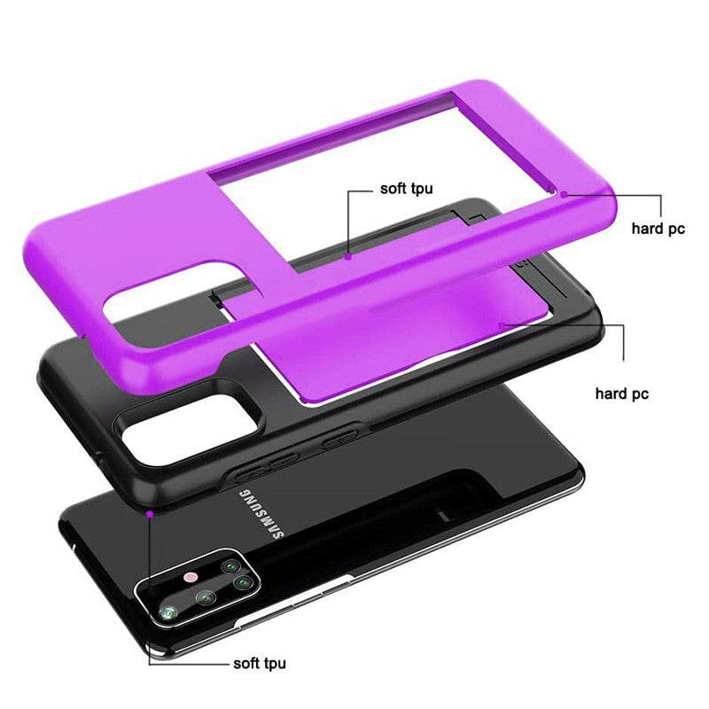 Armor Protective Card Holder Case for Samsung A Series With 2-Pack Screen Protectors - Libiyi