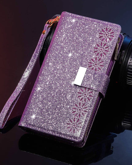 Glitter Sparkly Girly Bling Leather Flip Cover For Samsung S Series - Libiyi