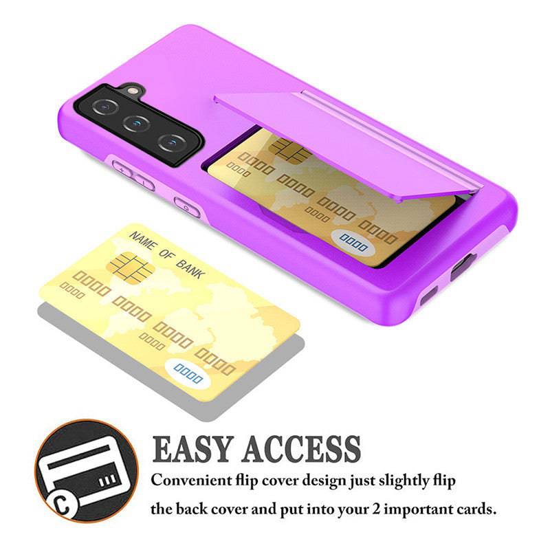 Armor Protective Card Holder Case for Samsung S21 FE(5G) With 2-Pack Screen Protectors - Libiyi