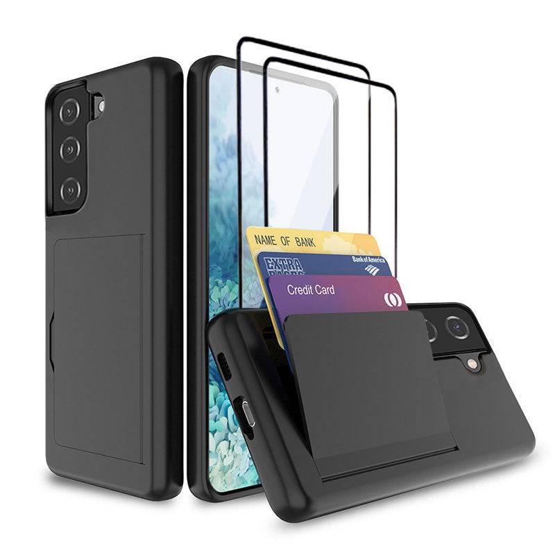 Armor Protective Card Holder Case for Samsung S21 FE(5G) With 2-Pack Screen Protectors - Libiyi