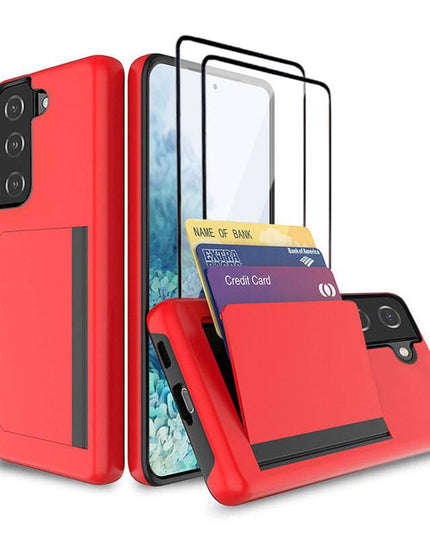 Armor Protective Card Holder Case for Samsung S21 Plus(5G) With 2-Pack Screen Protectors - Libiyi