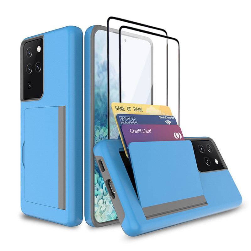 Armor Protective Card Holder Case for Samsung S Series With 2-Pack Screen Protectors - Libiyi