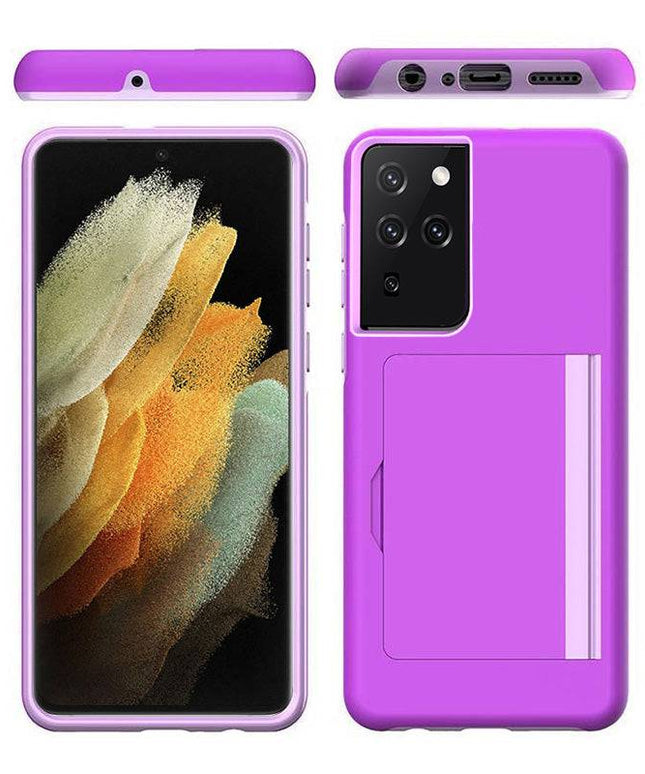 Armor Protective Card Holder Case for Samsung S21 Ultra(5G) With 2-Pack Screen Protectors - Libiyi