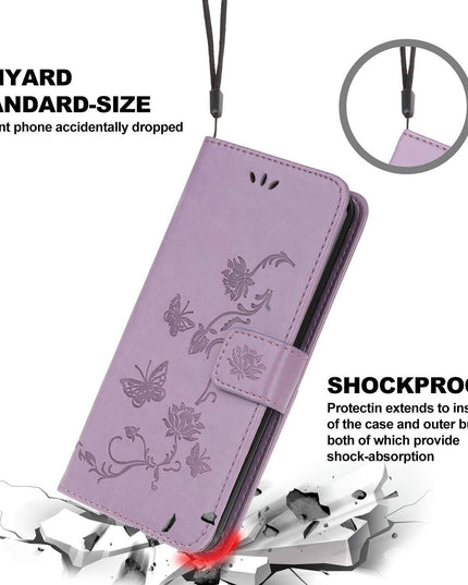 Imprint Butterfly Flower Leather Mobile Phone Case for Samsung - Libiyi