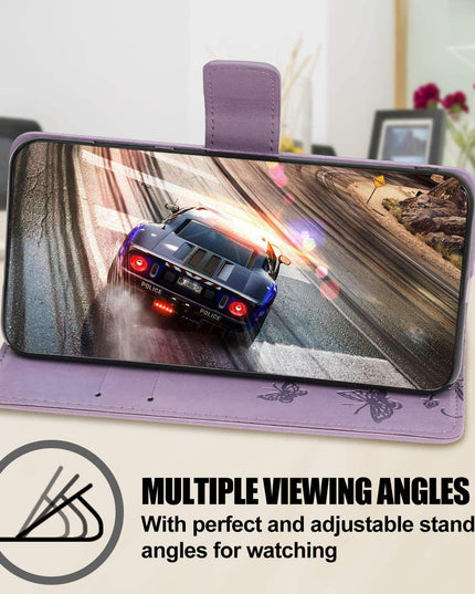 Imprint Butterfly Flower Leather Mobile Phone Case for Samsung - Libiyi