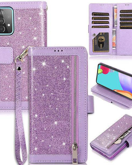 Bling Wallet Case with Wrist Strap for Samsung A52(4G/5G) - Libiyi