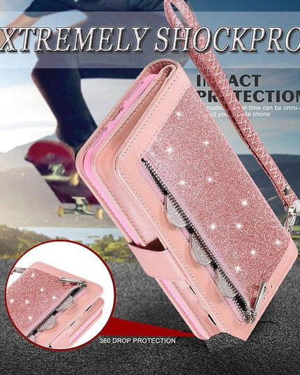 Bling Wallet Case with Wrist Strap for iPhone - Libiyi