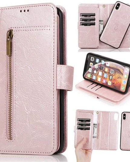 Detachable Flip Folio Zipper Purse Phone Case for iPhone Xs Max - Libiyi
