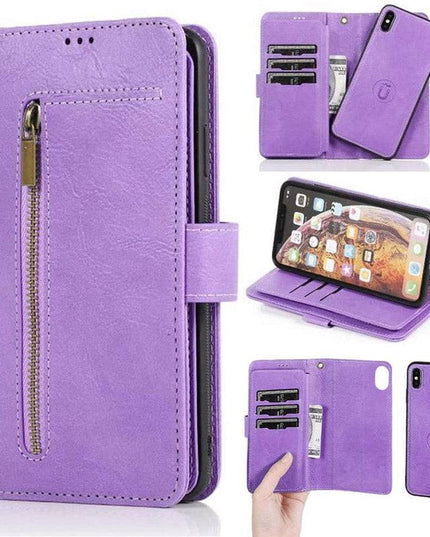 Detachable Flip Folio Zipper Purse Phone Case for iPhone Xs Max - Libiyi