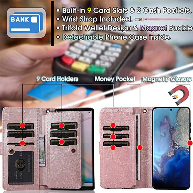 Detachable Flip Folio Zipper Purse Phone Case for Samsung - Libiyi