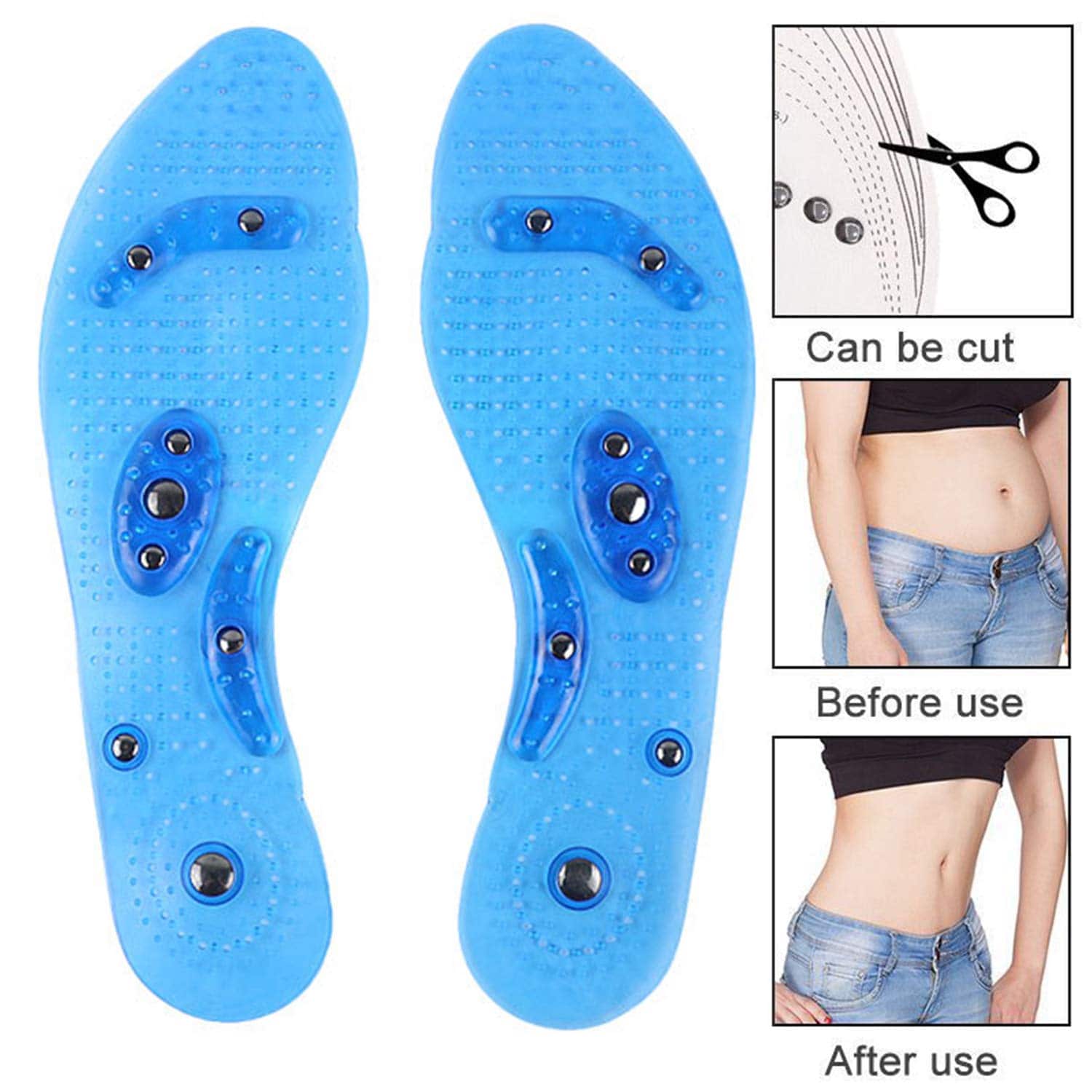 Insoles for Women & Men Cuttable Acupressure Magnetic Massage - Libiyi