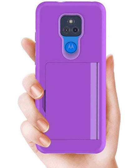 Armor Protective Card Holder Case for Moto G Play 2021 With Screen Protector - Libiyi