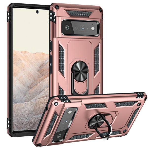 2022 Luxury Armor Ring Bracket Phone case For Google Pixel 6 Pro With 2-Pack Screen Protectors - Libiyi