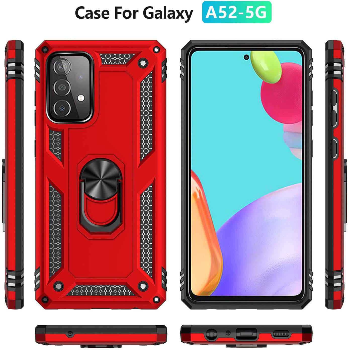 Samsung A72(4G) Luxury Armor Ring Bracket Phone Case With 1-Pack Screen Protector - Libiyi