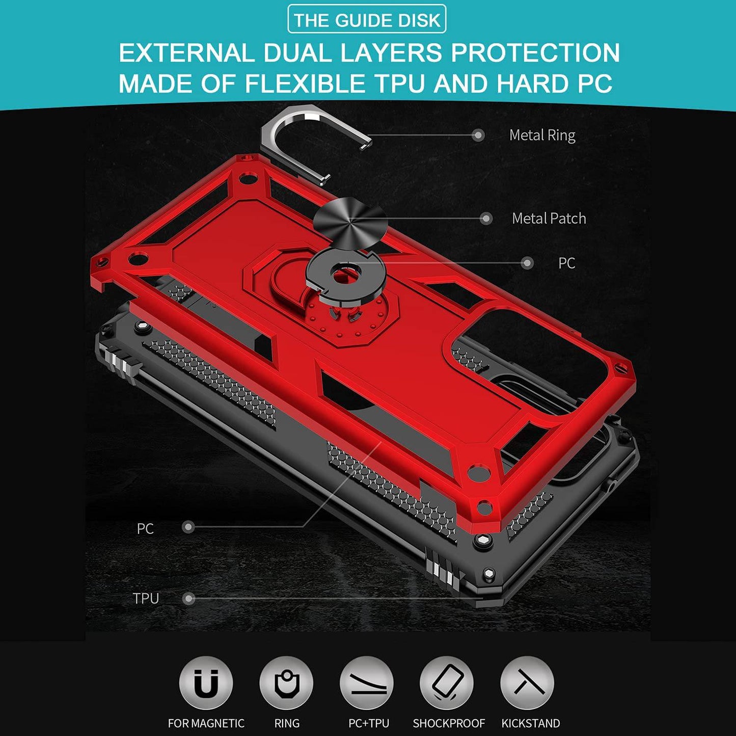 Samsung A72(4G) Luxury Armor Ring Bracket Phone Case With 1-Pack Screen Protector - Libiyi