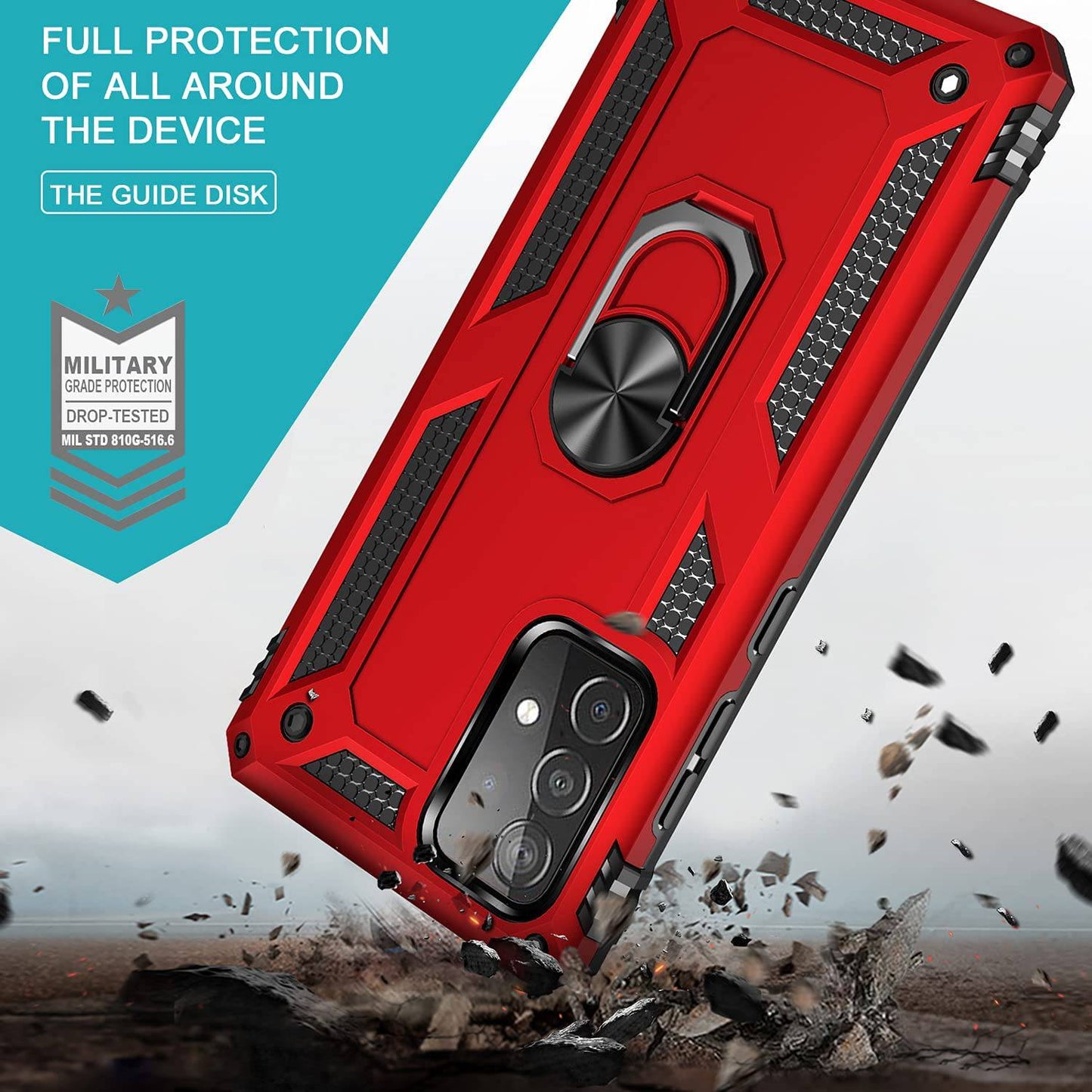 Samsung A72(4G) Luxury Armor Ring Bracket Phone Case With 1-Pack Screen Protector - Libiyi