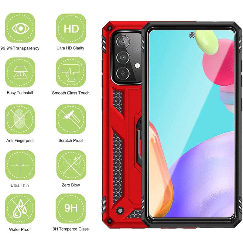 Samsung A72(4G) Luxury Armor Ring Bracket Phone Case With 1-Pack Screen Protector - Libiyi