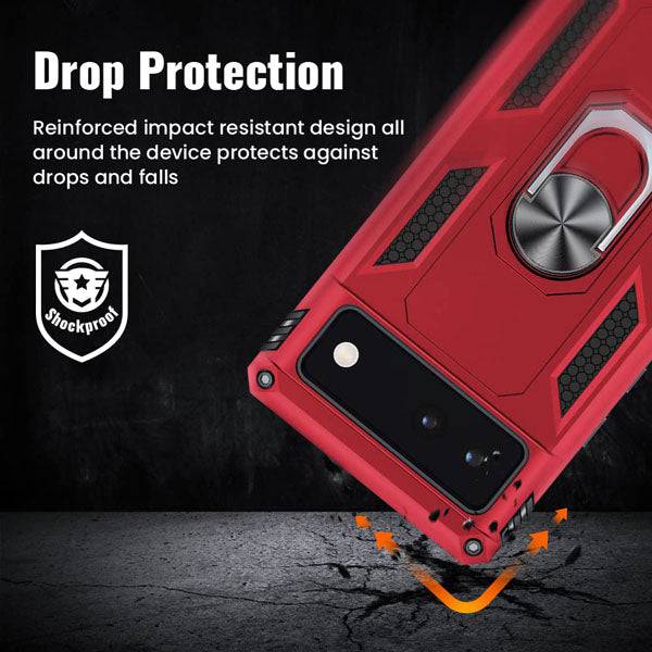 Luxury Armor Ring Bracket Phone case For Google Pixel 6 With 2-Pack Screen Protectors - Libiyi