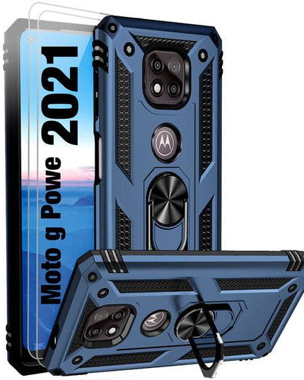 2022 Luxury Armor Ring Bracket Phone case For MOTO G Power 2021 With 2-Pack Screen Protectors - Libiyi
