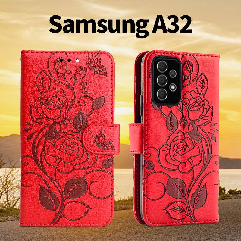 3D Embossed Rose Wallet Case For Samsung A32(5G) - Libiyi