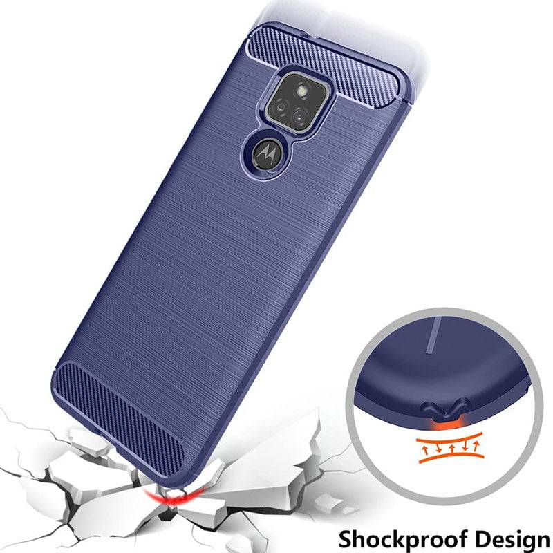 Luxury Carbon Fiber Case For Moto G Play 2021 With Screen Protector - Libiyi