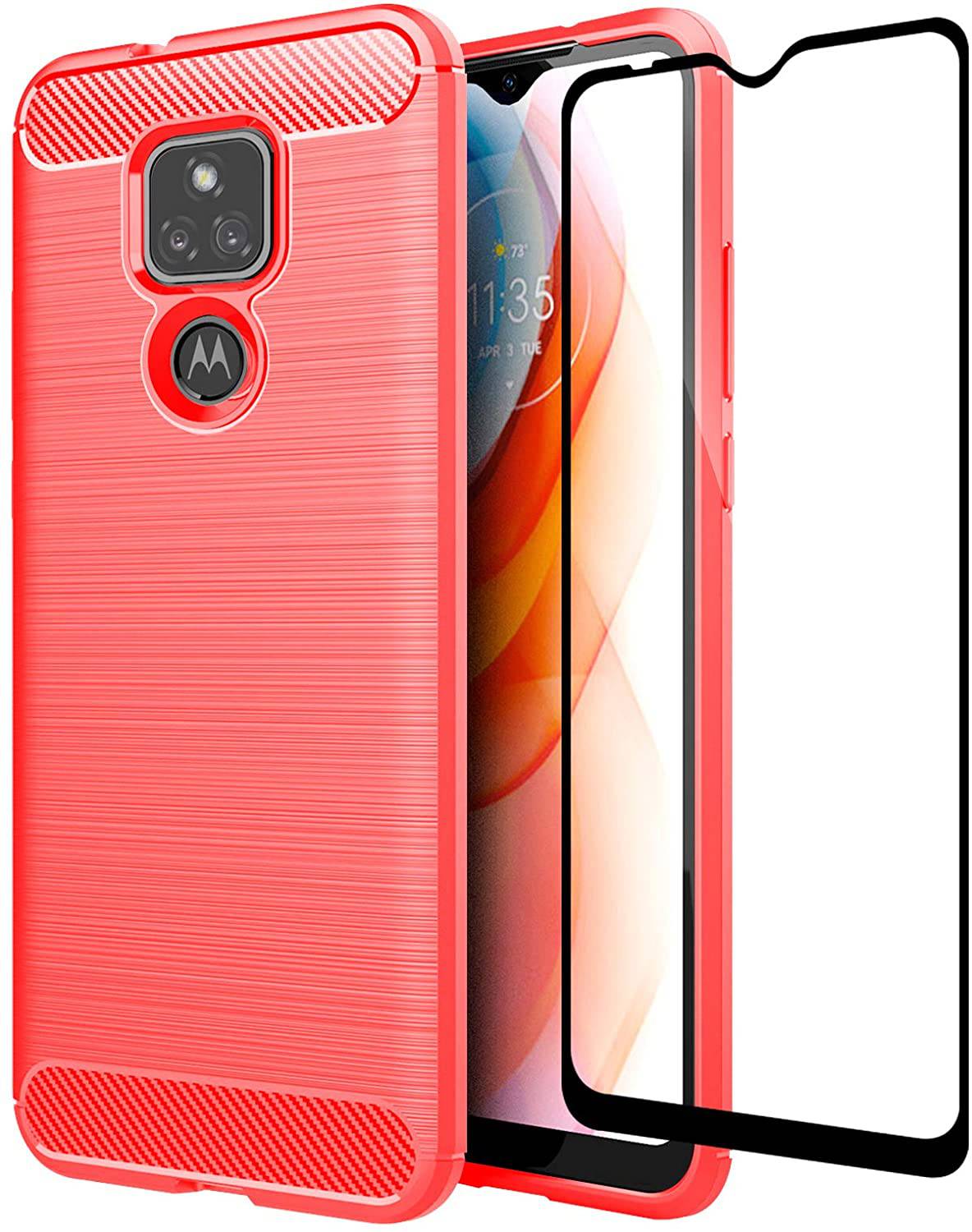 Luxury Carbon Fiber Case For Moto G Play 2021 With Screen Protector - Libiyi
