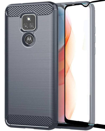Luxury Carbon Fiber Case For Moto G Play 2021 With Screen Protector - Libiyi