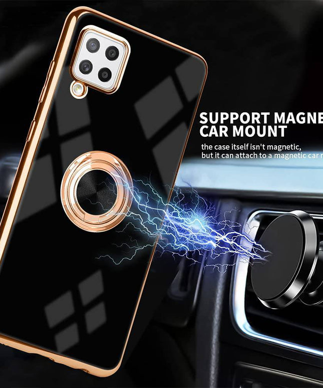 Slim Thin Finger Ring Stand Electroplated Silicone Case For Samsung A42(5G) - Libiyi