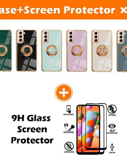 Shiny Plating Built-in Finger Ring Case For Samsung S21 Plus - Libiyi