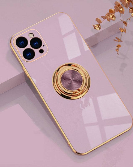 Shiny Plating Built-in Finger Ring Case For iPhone - Libiyi