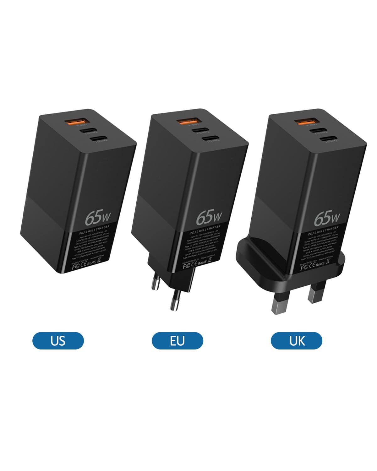 65W GaN Charger Quick Charge QC4.0 QC PD3.0 PD USB C Type C Fast Charger For Samsung Macbook iPhone - Libiyi