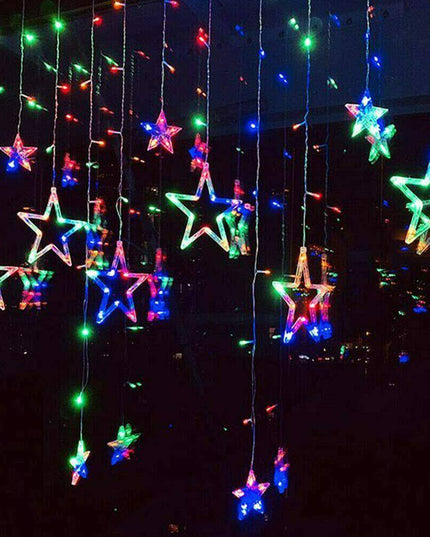 LED Star Curtain Lights 12 Stars 8 Modes Christmas String Lights - Libiyi
